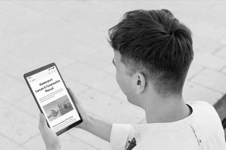 person-reading matterport-capture-postproduction-manual-colour__87959-900x600px-bw